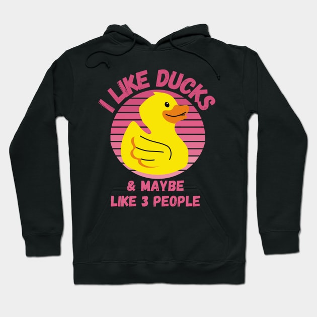 I Like Ducks and Maybe Like 3 People Funny Duck Lovers Design Hoodie by nathalieaynie